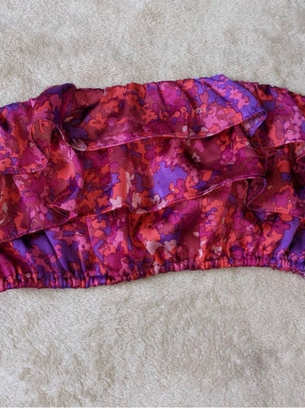H&M bandeau tube top Pink and Purple Floral Ruffle Crop Top